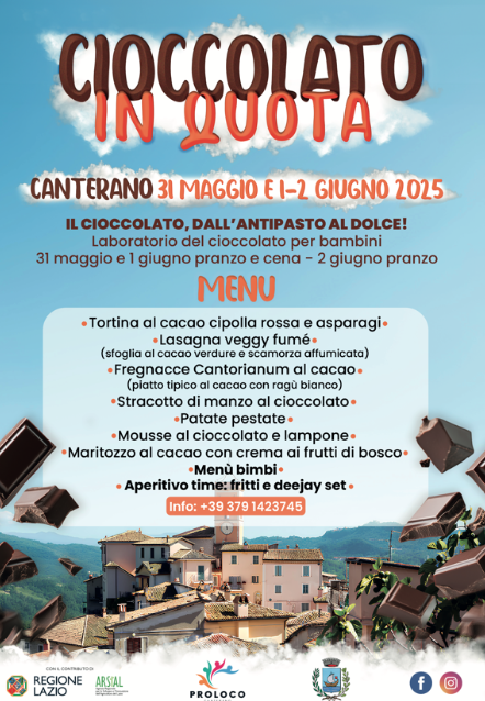 Canterano è “Cioccolato in Quota” – 31 maggio, 1 e 2 giugno 