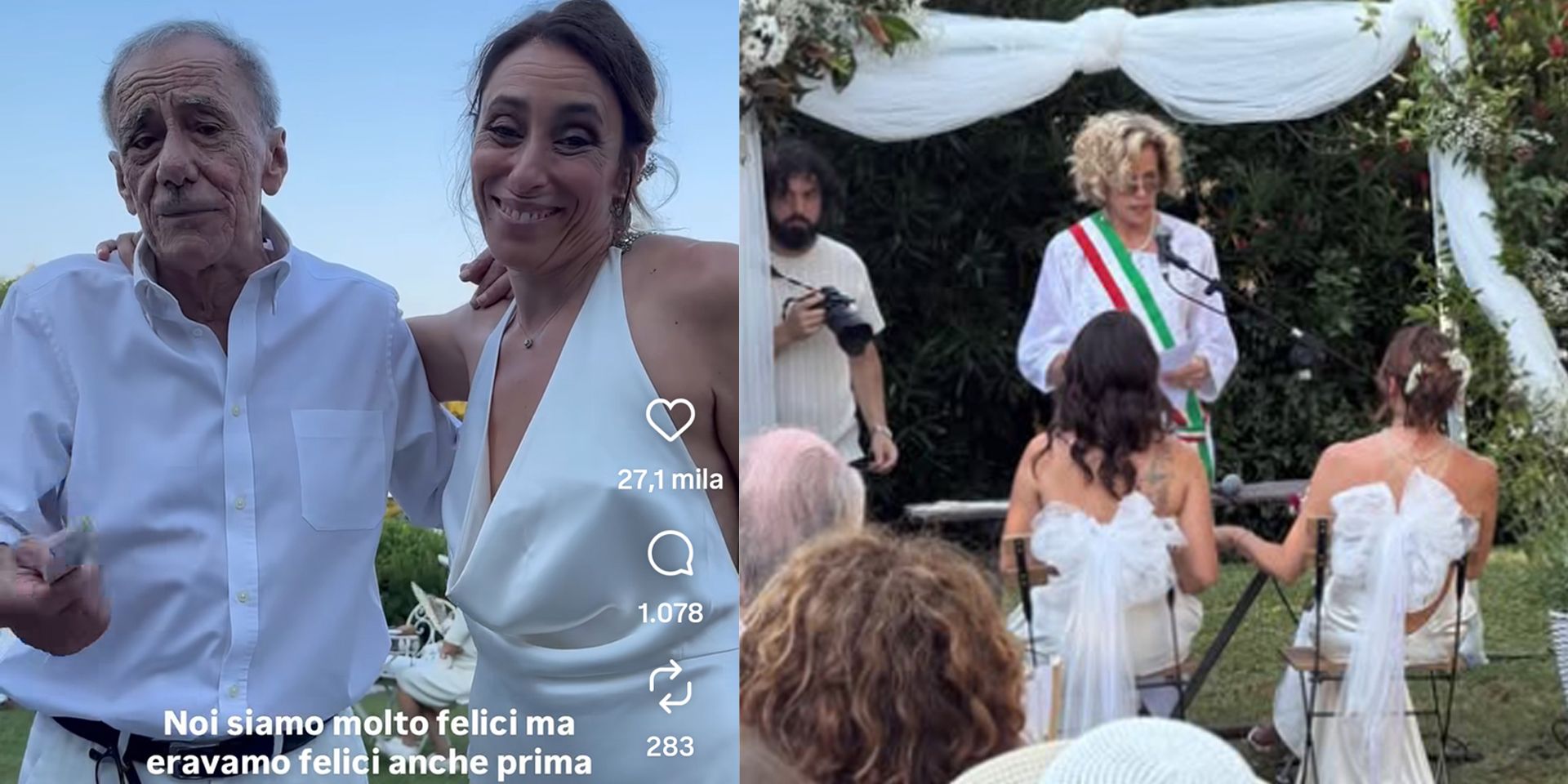 Francesca Vecchioni e Sara si sono sposate. Papà Roberto: «Il matrimonio è un casino, dal casino arriva la felicità»