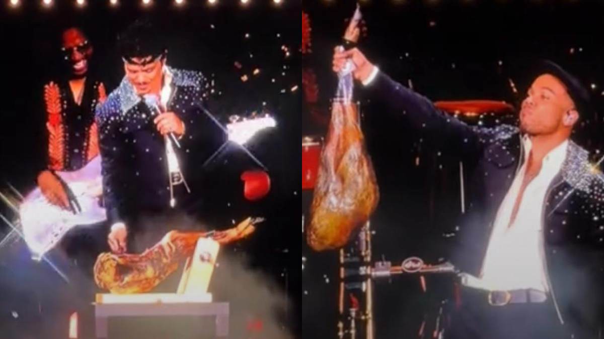 Bruno Mars mette in pausa il concerto e affetta un prosciutto sul palco – IL VIDEO
