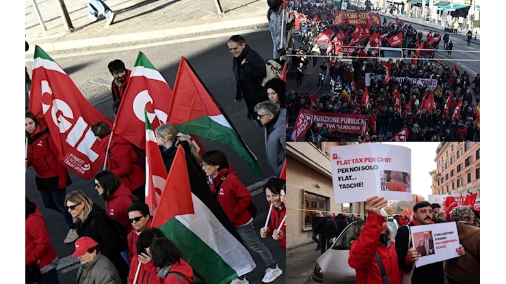Sciopero generale 12 dicembre, manifestazioni e proteste contro la Manovra 2026. FOTO - Sky TG24