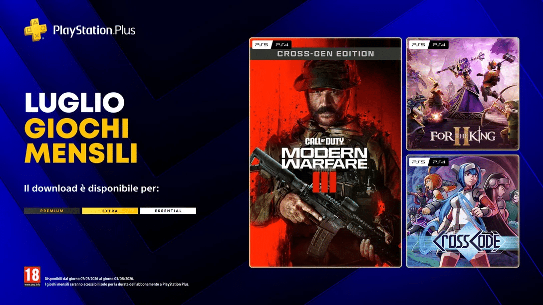 PS Plus luglio 2026: come riscattare MW3, For the King II e CrossCode
