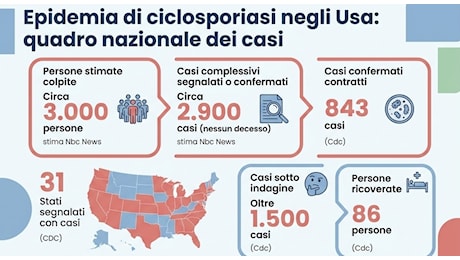 Cyclospora negli Usa, oltre 3mila casi sospetti: frutta e insalate sotto esame